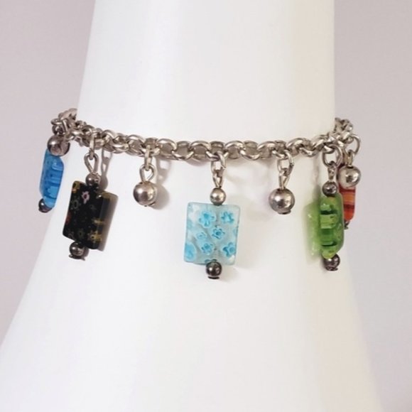 New Boho Rare Drop Charm Bracelet- European made-multi coloured - Picture 1 of 3